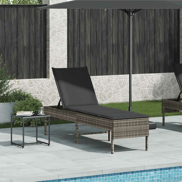 VidaXL szürke polyrattan napozóágy párnával 55x200x44 cm