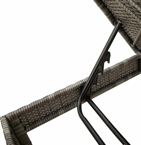 VidaXL szürke polyrattan napozóágy párnával 55x200x44 cm