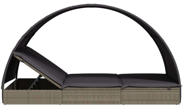 Polyrattan Napágy - 2 Személyes - Kerek Tető - 211x112x140 cm