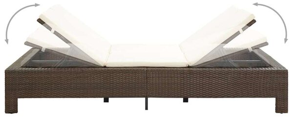 VidaXL Kétüléses Napozóágy - Barna Polyrattan - 220x130cm