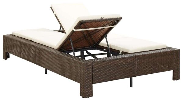 VidaXL Kétüléses Napozóágy - Barna Polyrattan - 220x130cm