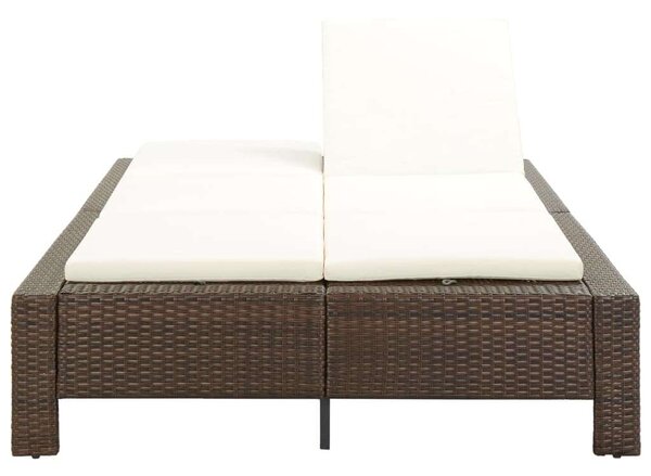 VidaXL Kétüléses Napozóágy - Barna Polyrattan - 220x130cm