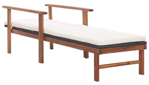 VidaXL Napozóágy - Akácfa és Polyrattan - 200cm