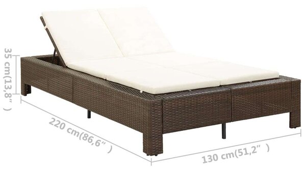 VidaXL Kétüléses Napozóágy - Barna Polyrattan - 220x130cm