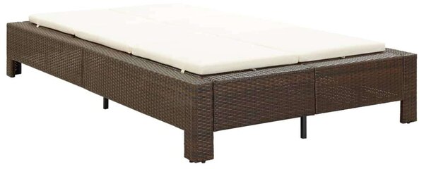 VidaXL Kétüléses Napozóágy - Barna Polyrattan - 220x130cm