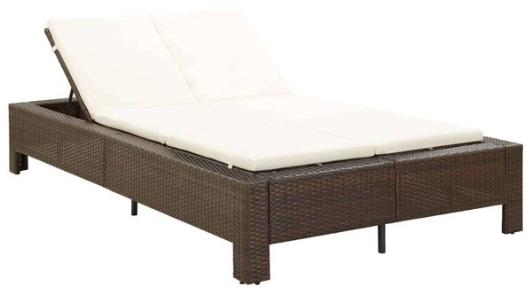 VidaXL Kétüléses Napozóágy - Barna Polyrattan - 220x130cm