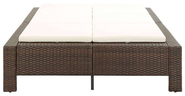 VidaXL Kétüléses Napozóágy - Barna Polyrattan - 220x130cm