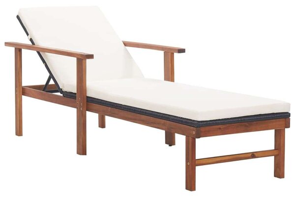 VidaXL Napozóágy - Akácfa és Polyrattan - 200cm
