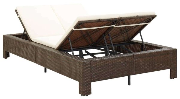 VidaXL Kétüléses Napozóágy - Barna Polyrattan - 220x130cm