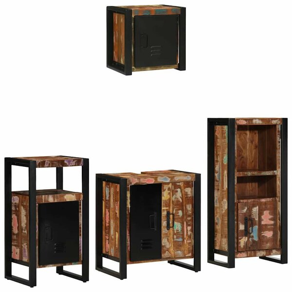 Fürdőszoba bútor szett 4 pcs Szilárd újrahasznosított fa