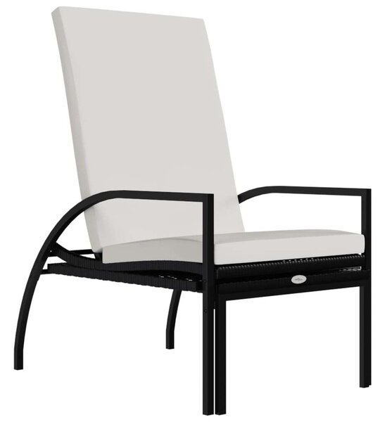 VidaXL fekete polyrattan napozóágy lábtartóval