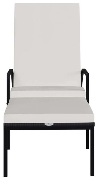 VidaXL fekete polyrattan napozóágy lábtartóval