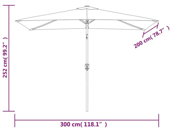 VidaXL Kert Napernyő - Bézs - 300x200 cm
