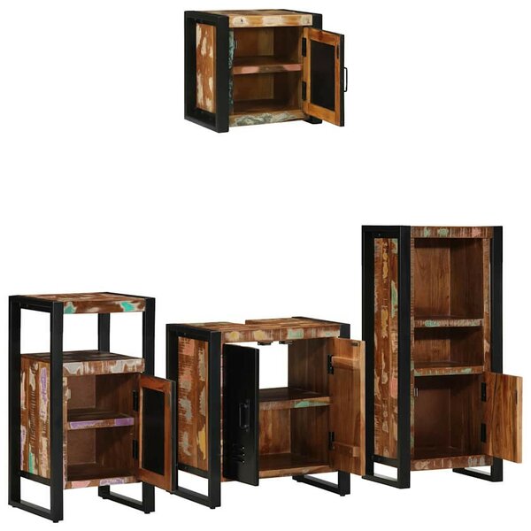 Fürdőszoba bútor szett 4 pcs Szilárd újrahasznosított fa
