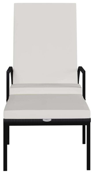 VidaXL fekete polyrattan napozóágy lábtartóval