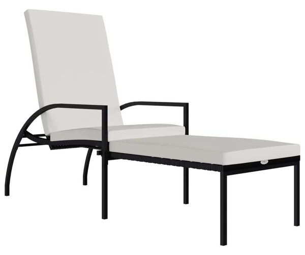 VidaXL fekete polyrattan napozóágy lábtartóval