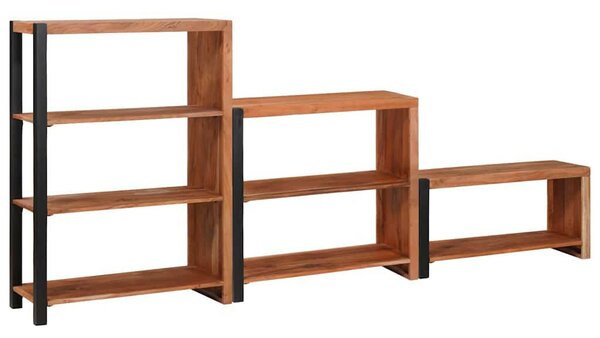 Könyvespolc 3 pcs Barna 80 x 30 x 110 cm Tömör akácfa