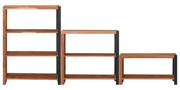 Könyvespolc 3 pcs Barna 80 x 30 x 110 cm Tömör akácfa