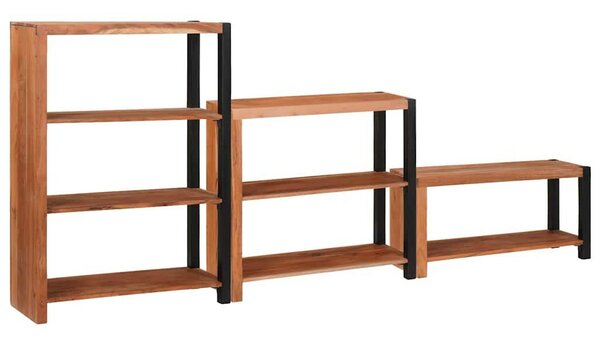 Könyvespolc 3 pcs Barna 80 x 30 x 110 cm Tömör akácfa