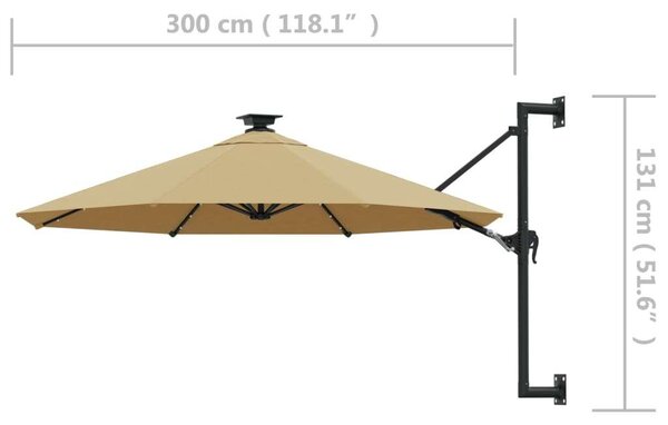 VidaXL Falra Szerelhető Napernyő - LED - 300cm
