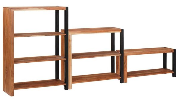 Könyvespolc 3 pcs Barna 80 x 30 x 110 cm Tömör akácfa