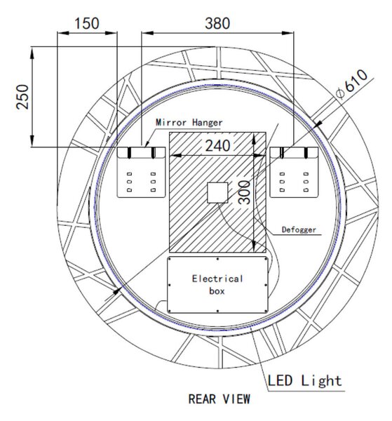 Welland Laser LED tükör - fényerő + színhőfok állítás + páramentesítő + óra - Ø 80 cm