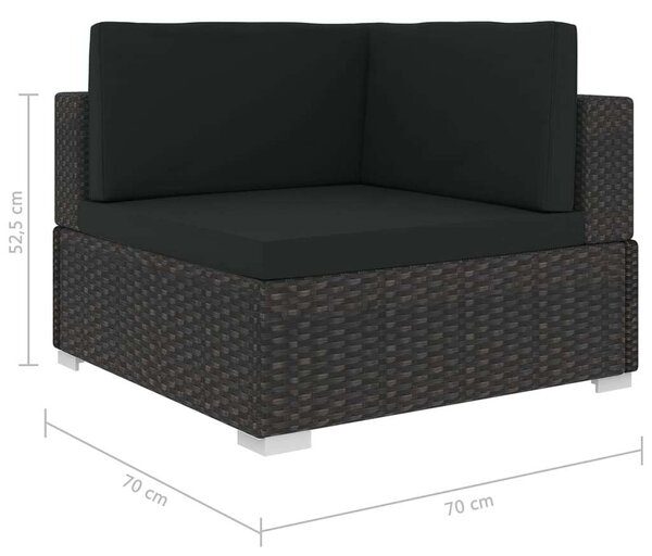 VidaXL 1 db fekete polyrattan moduláris sarokfotel párnákkal