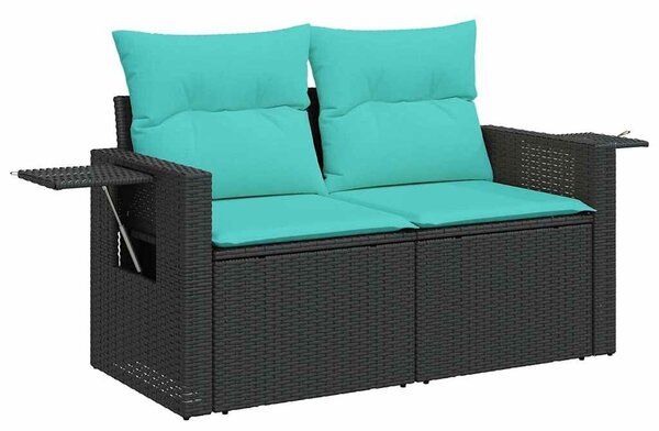 VidaXL 11 db fekete polyrattan kerti kanapégarnitúra párnákkal