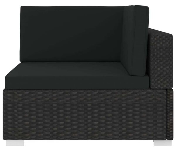 VidaXL 1 db fekete polyrattan moduláris sarokfotel párnákkal