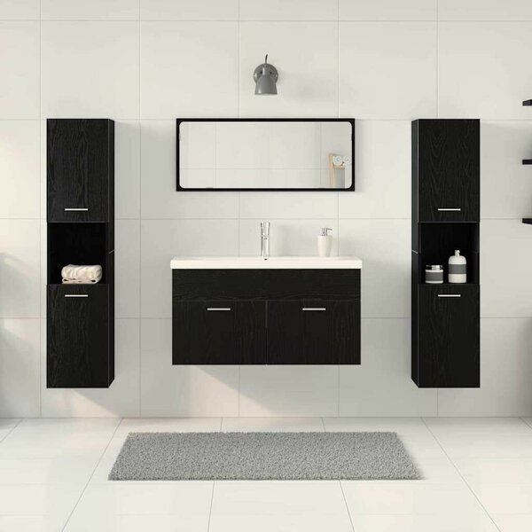 Fürdőszoba bútor szett 4 db Fekete tölgy Szerelt Fa