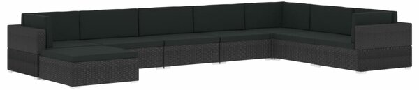 VidaXL 1 db fekete polyrattan moduláris sarokfotel párnákkal
