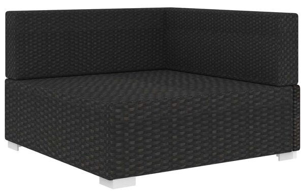 VidaXL 1 db fekete polyrattan moduláris sarokfotel párnákkal
