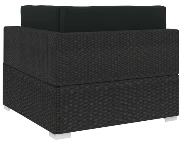 VidaXL 1 db fekete polyrattan moduláris sarokfotel párnákkal