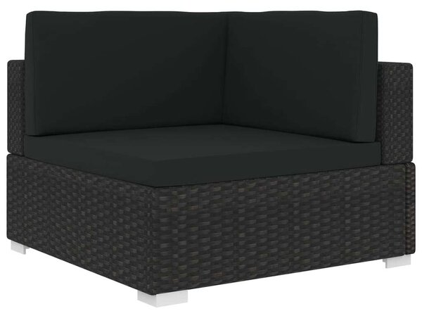 VidaXL 1 db fekete polyrattan moduláris sarokfotel párnákkal