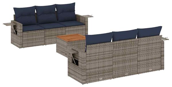 VidaXL 7 db szürke polyrattan kerti kanapégarnitúra párnákkal