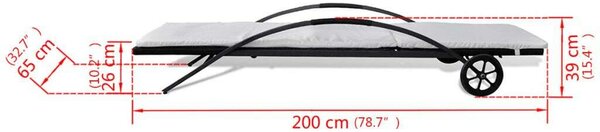 VidaXL Napozóágy - Fekete Polyrattan - 200cm