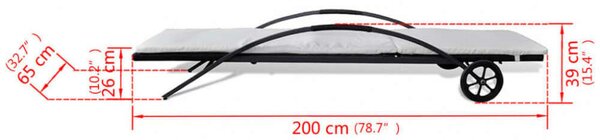 VidaXL Napozóágy - Fekete Polyrattan - 200cm