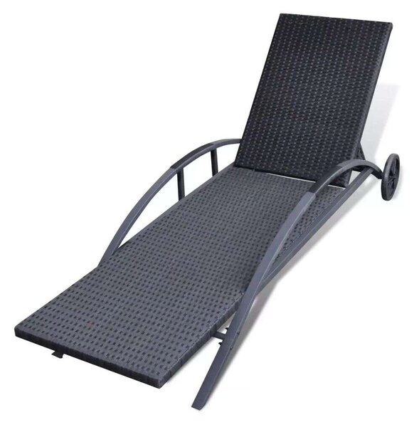 VidaXL Napozóágy - Fekete Polyrattan - 200cm