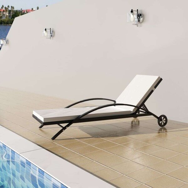 VidaXL Napozóágy - Fekete Polyrattan - 200cm