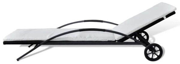 VidaXL Napozóágy - Fekete Polyrattan - 200cm