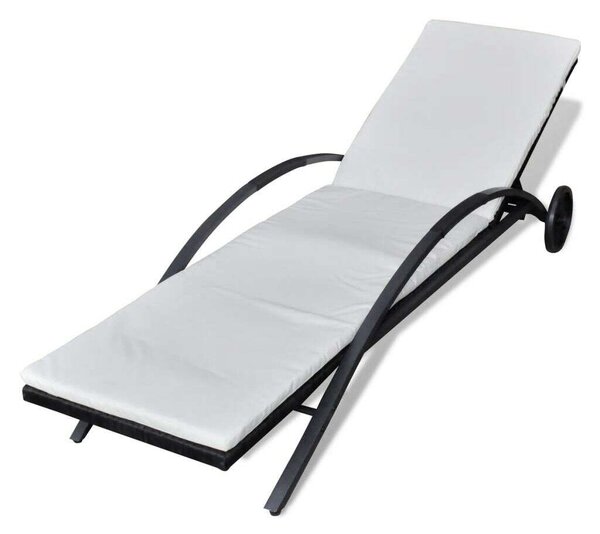 VidaXL Napozóágy - Fekete Polyrattan - 200cm