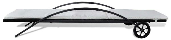 VidaXL Napozóágy - Fekete Polyrattan - 200cm