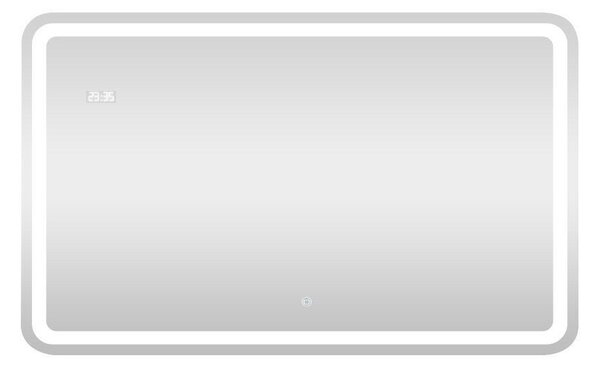 Viva AURA fürdőszoba tükör - érintőkapcsolós - páramenetesítős - órával - LED - FEKVŐ - 100 x 70 cm