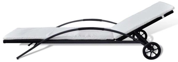 VidaXL Napozóágy - Fekete Polyrattan - 200cm