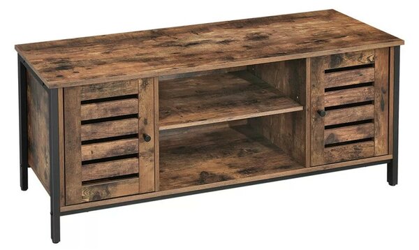 TV szekrény polcokkal és két ajtóval, rusztikus barna 110x40x50cm