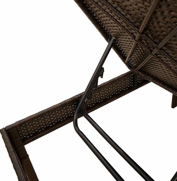 VidaXL barna polyrattan napozóágy párnával 55x200x44 cm