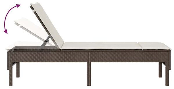 VidaXL barna polyrattan napozóágy párnával 55x200x44 cm