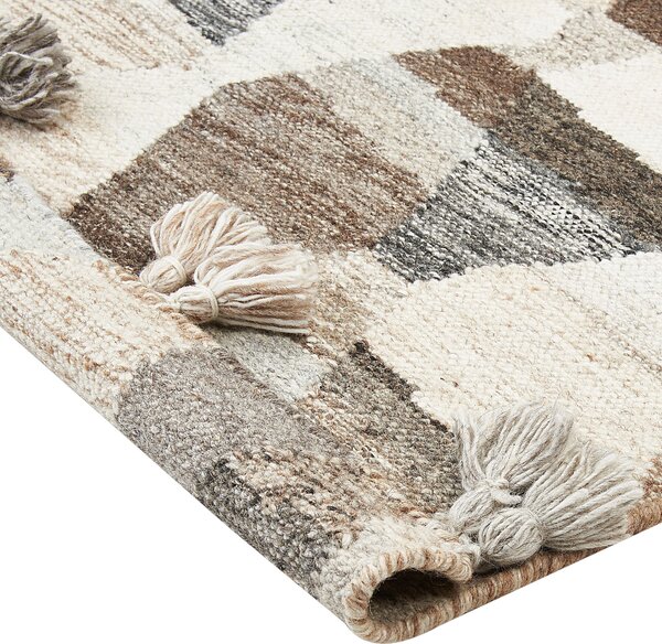 Szőnyeg ARGAVAND Bézs 200 x 300 cm Gyapjú Kilim