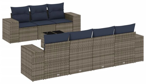 VidaXL 8 db szürke polyrattan kerti kanapégarnitúra párnákkal