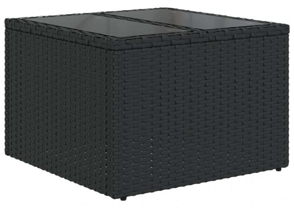 Polyrattan Kerti Ülőgarnitúra - 4 részes - Fekete